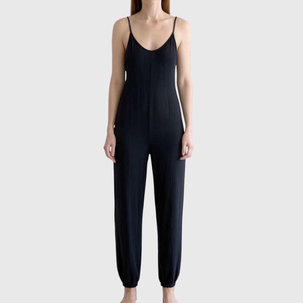 Sweaty Betty Black Sleeveless Jumpsuit Size M Modal Stretch Lounge Yoga